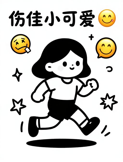 基思哈琳风可爱女孩奔跑涂鸦插画