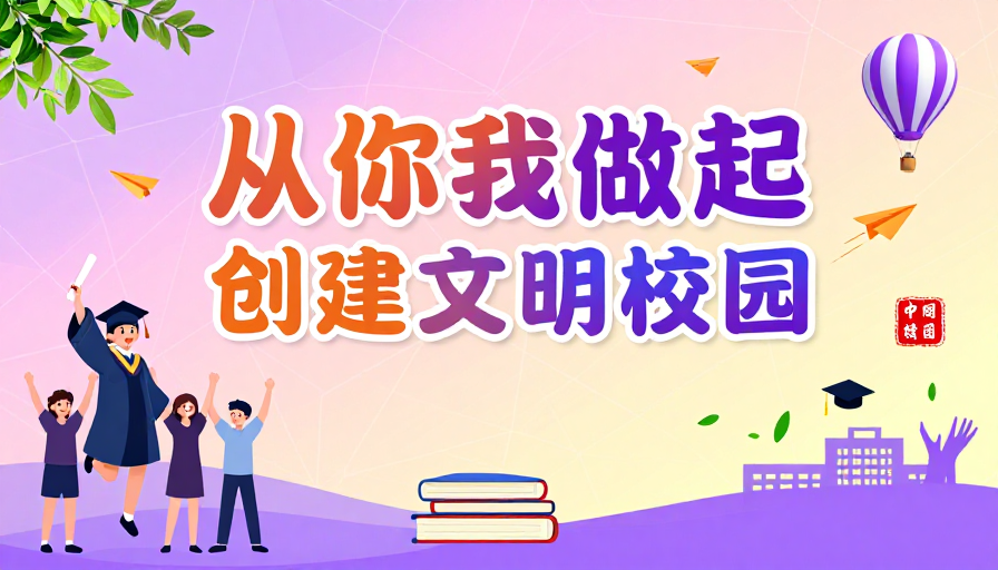 青春活力校园文明共建·现代艺术宣传海报