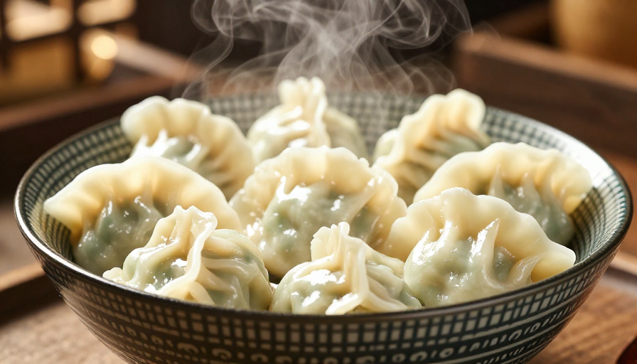 暖光蒸饺特写:传统美食的诱人魅力