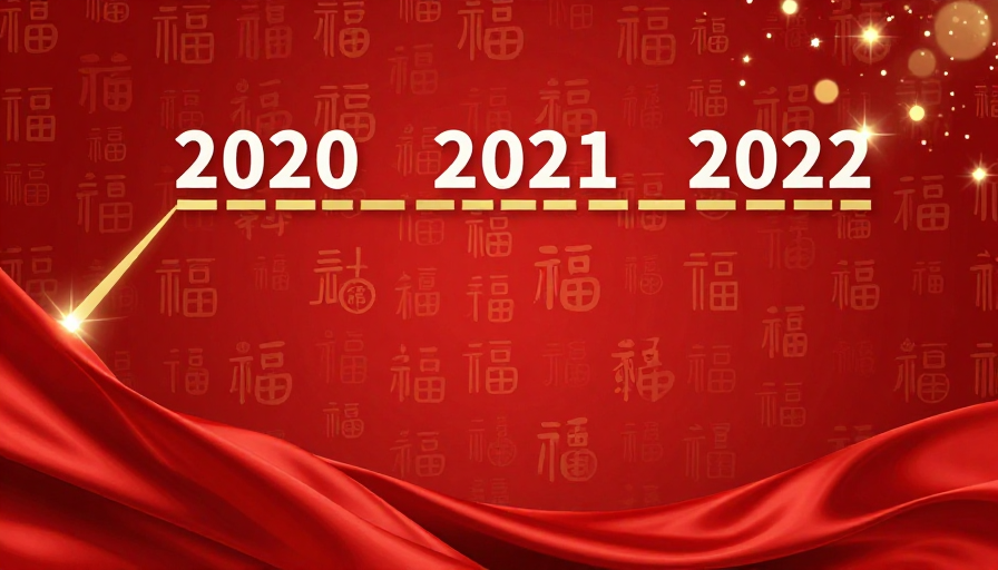 红金喜庆新年背景：传统书法与时间轴融合设计