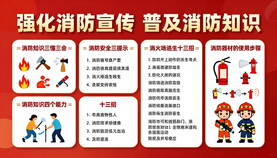 消防安全科普海报:强化宣传与知识普及