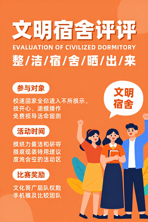 活力青春：文明宿舍评比海报宣传