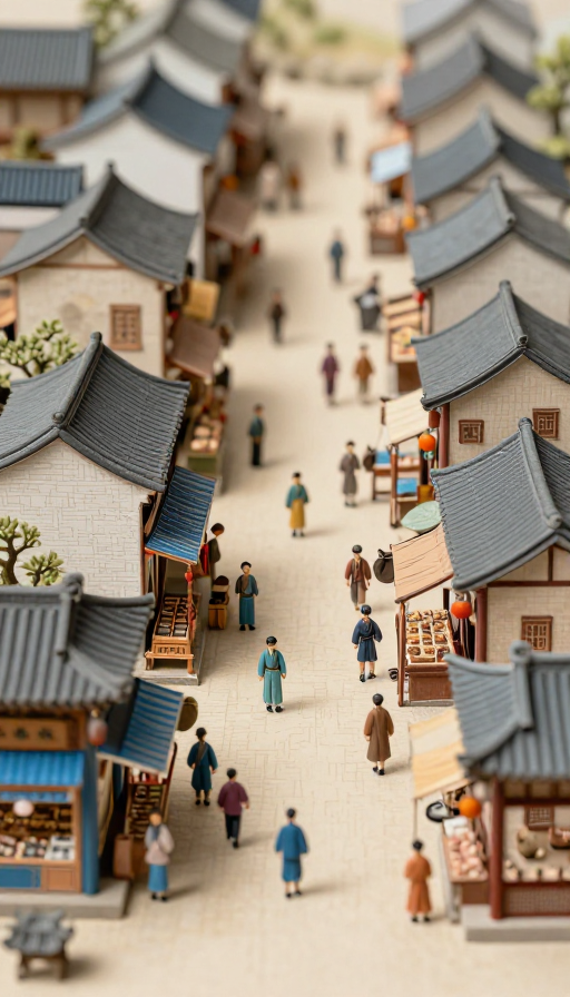 微缩立体水墨：清明上河图商铺街景