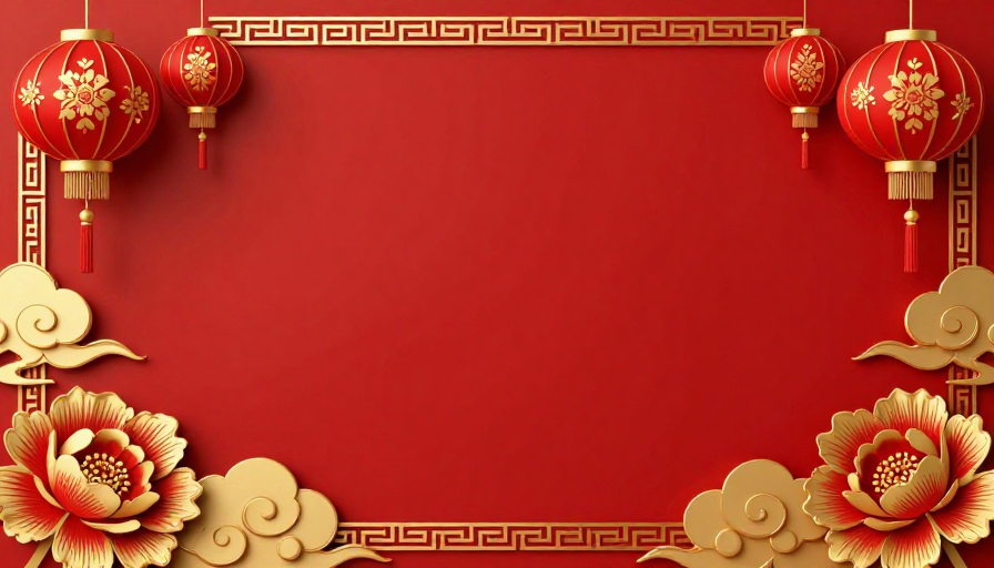 朱红金饰传统节庆背景图
