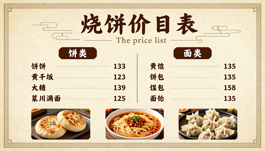 古风中式烧饼价目表设计