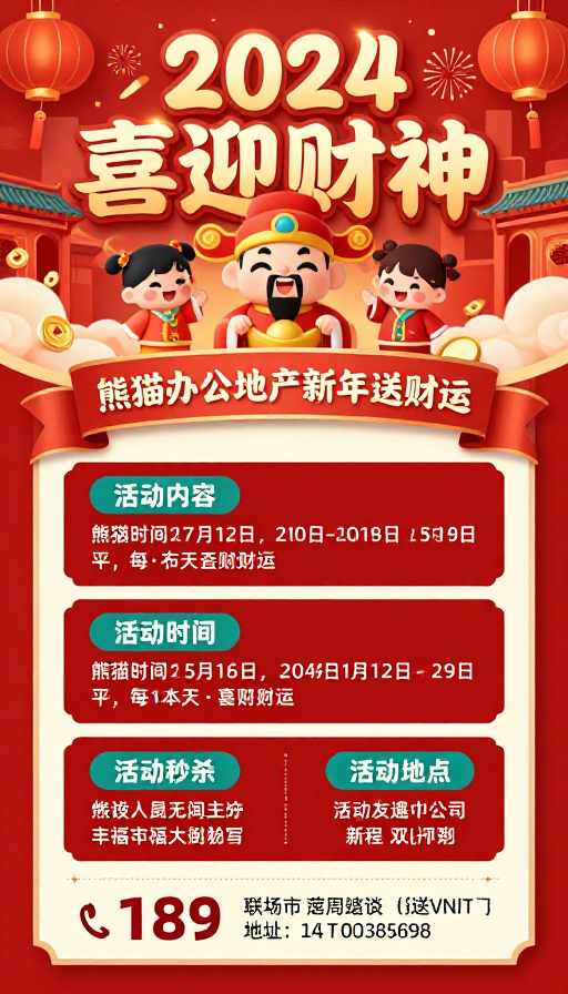 2024新年迎财神 喜庆团圆海报