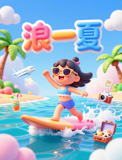 夏日狂欢：冲浪少女的奇幻冒险
