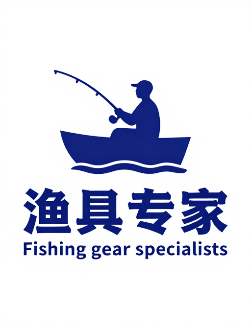 蓝色单色扁平化渔具品牌标志设计