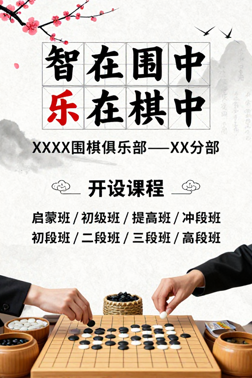 水墨围棋雅韵海报:智乐棋中文化宣传