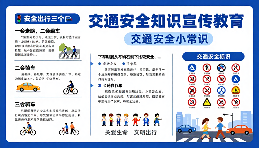 清新专业的交通安全知识宣传海报