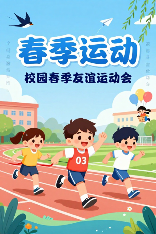 春日活力:校园运动会清新海报