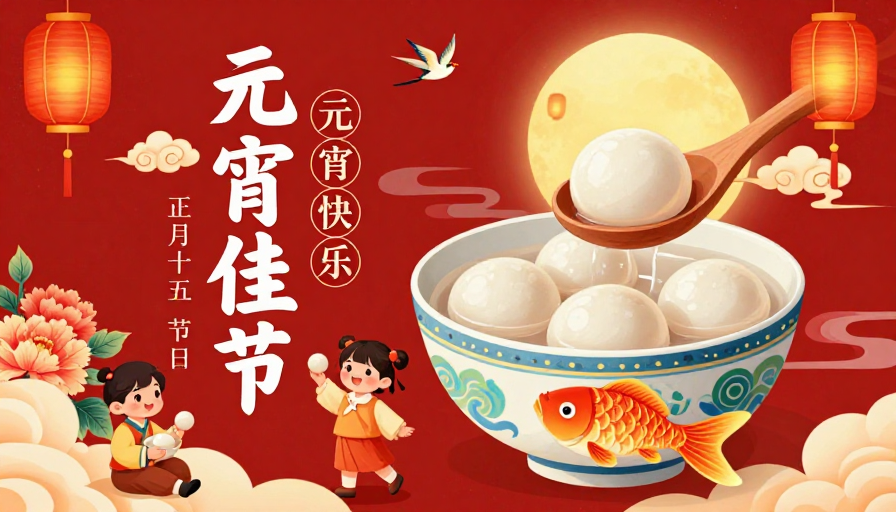 元宵佳节国风团圆插画海报