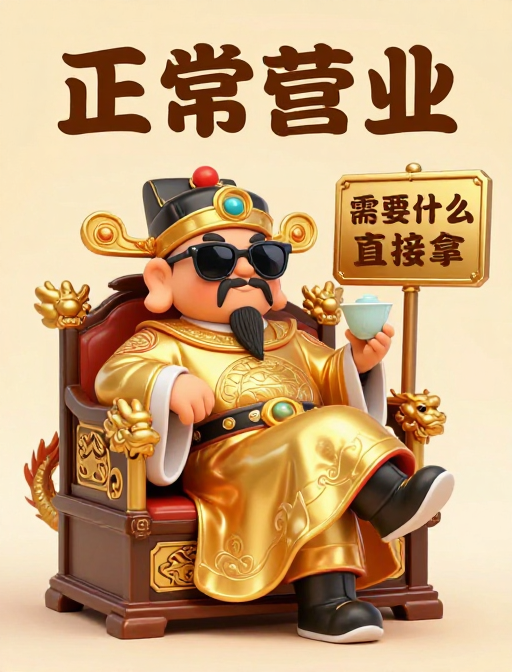 Q版财神墨镜倚龙椅，霸气营业中！