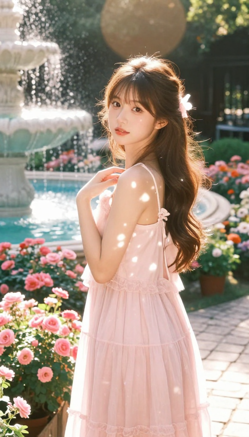 明媚少女：春日花园光影写真