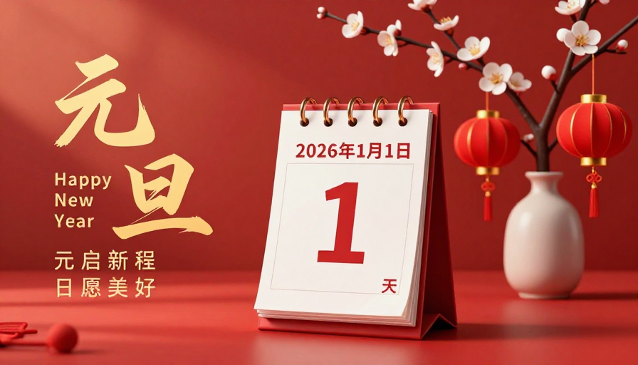 2026元旦中国风暖红喜庆海报设计