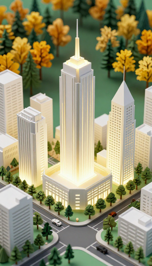秋日纸质镂空城市超现实3D艺术