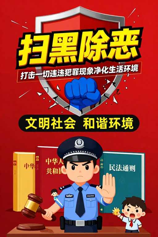 扫黑除恶·净化环境立体震撼海报