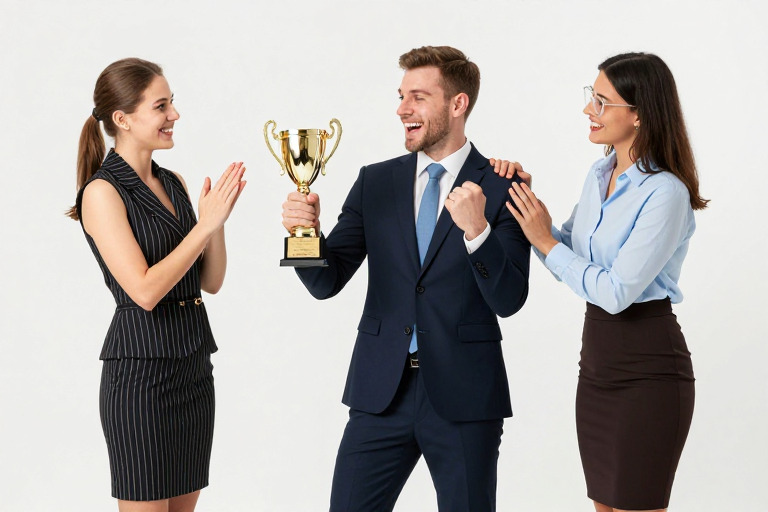 商务团队获奖荣耀时刻：专业摄影定格