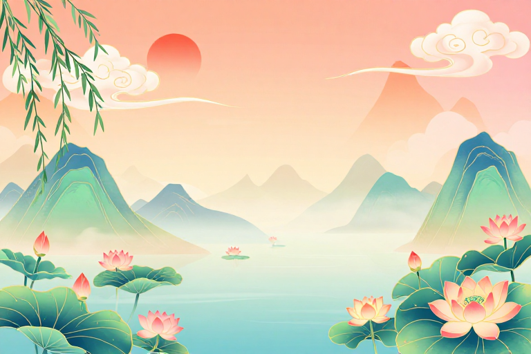 新中式国风山水意境海报背景图