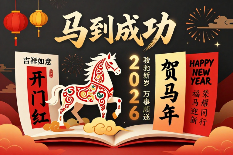 立体中国风新年马到成功海报