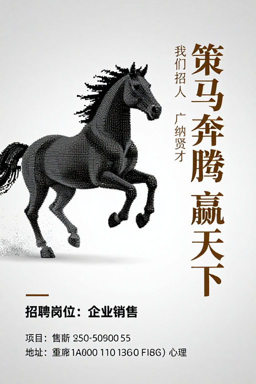 极简风招聘海报:策马奔腾 赢天下