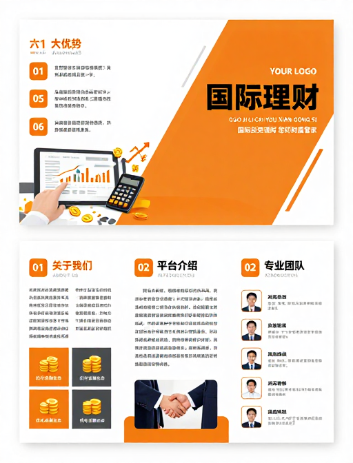 橙色主调专业金融理财宣传册设计