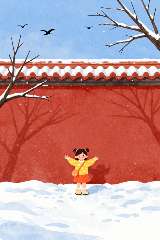 冬日童话：雪景插画中的快乐时光